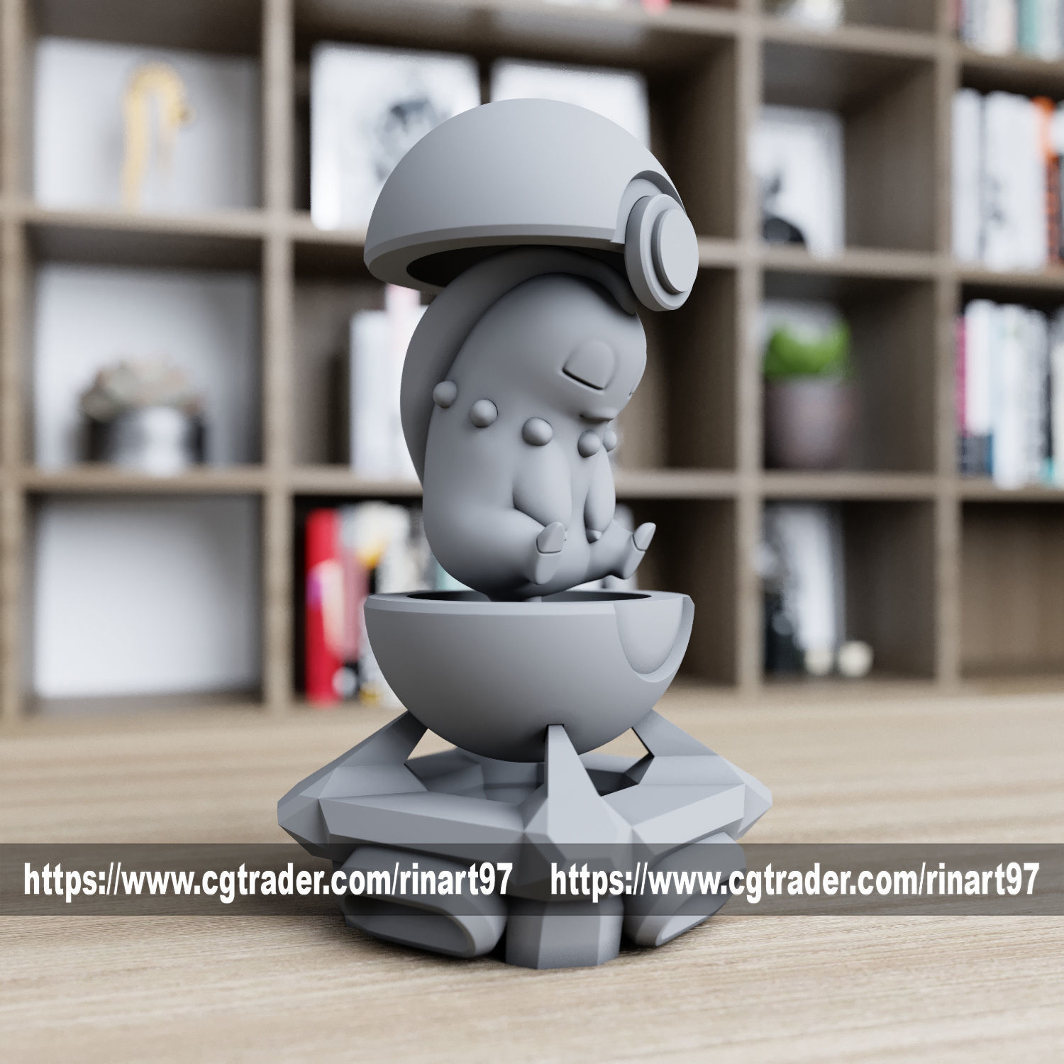 Chikorita in the pokeball from pokemon 3D print model_2