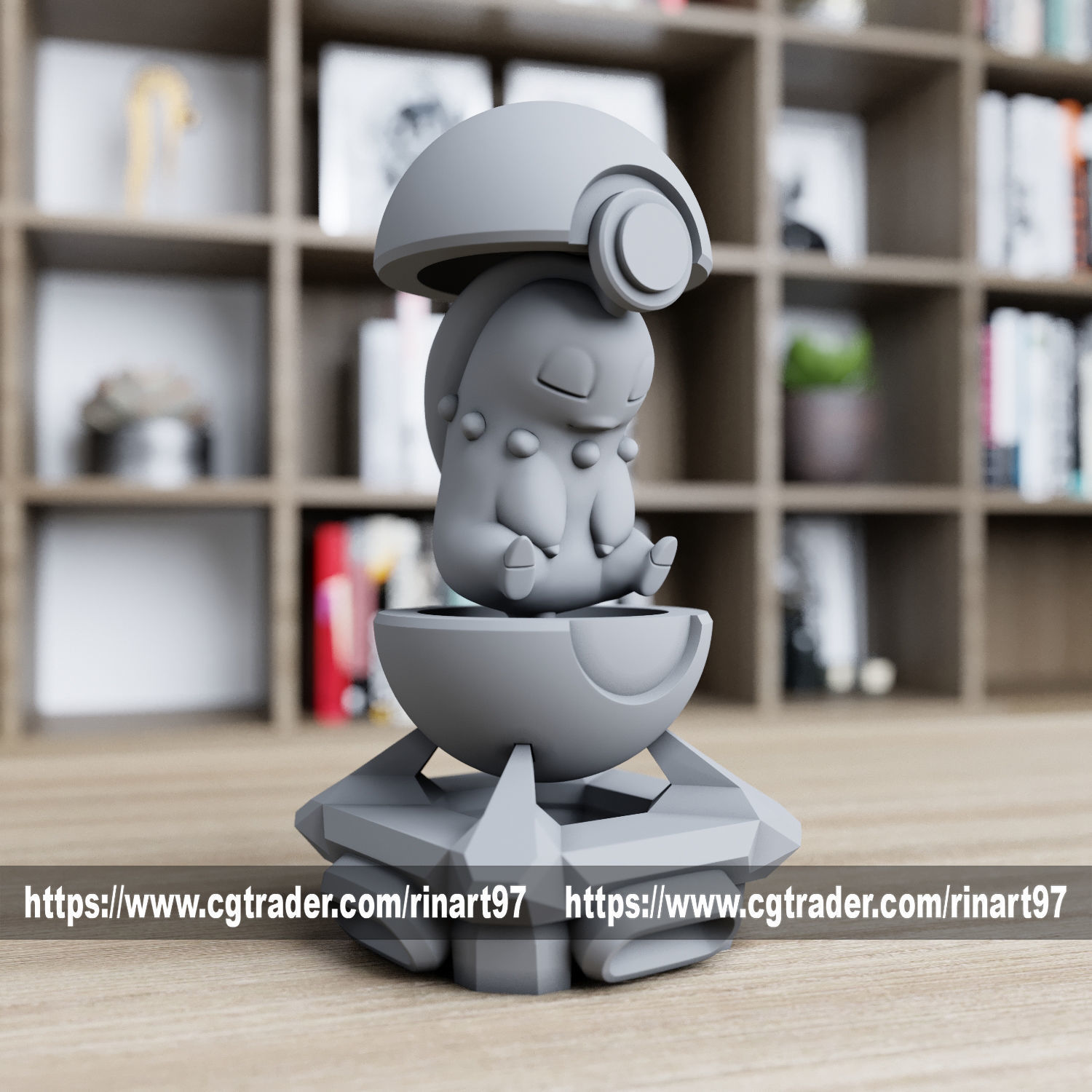 Chikorita in the pokeball from pokemon 3D print model_1
