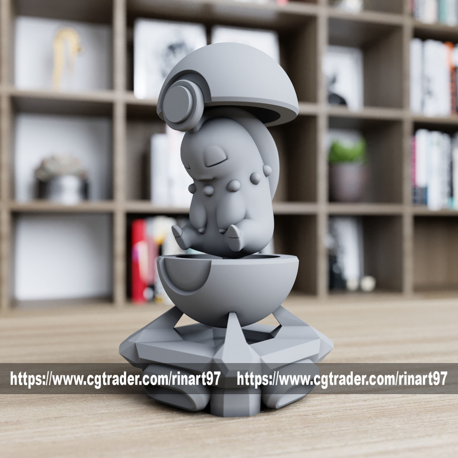 Chikorita in the pokeball from pokemon 3D print model_6