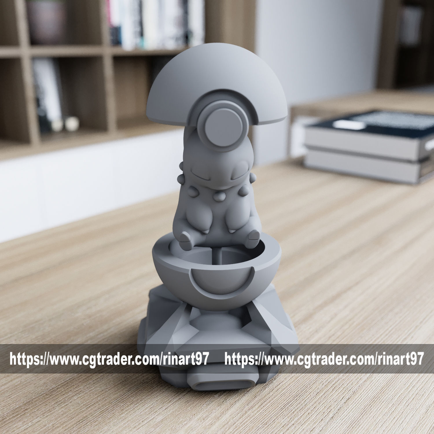 Chikorita in the pokeball from pokemon 3D print model_9