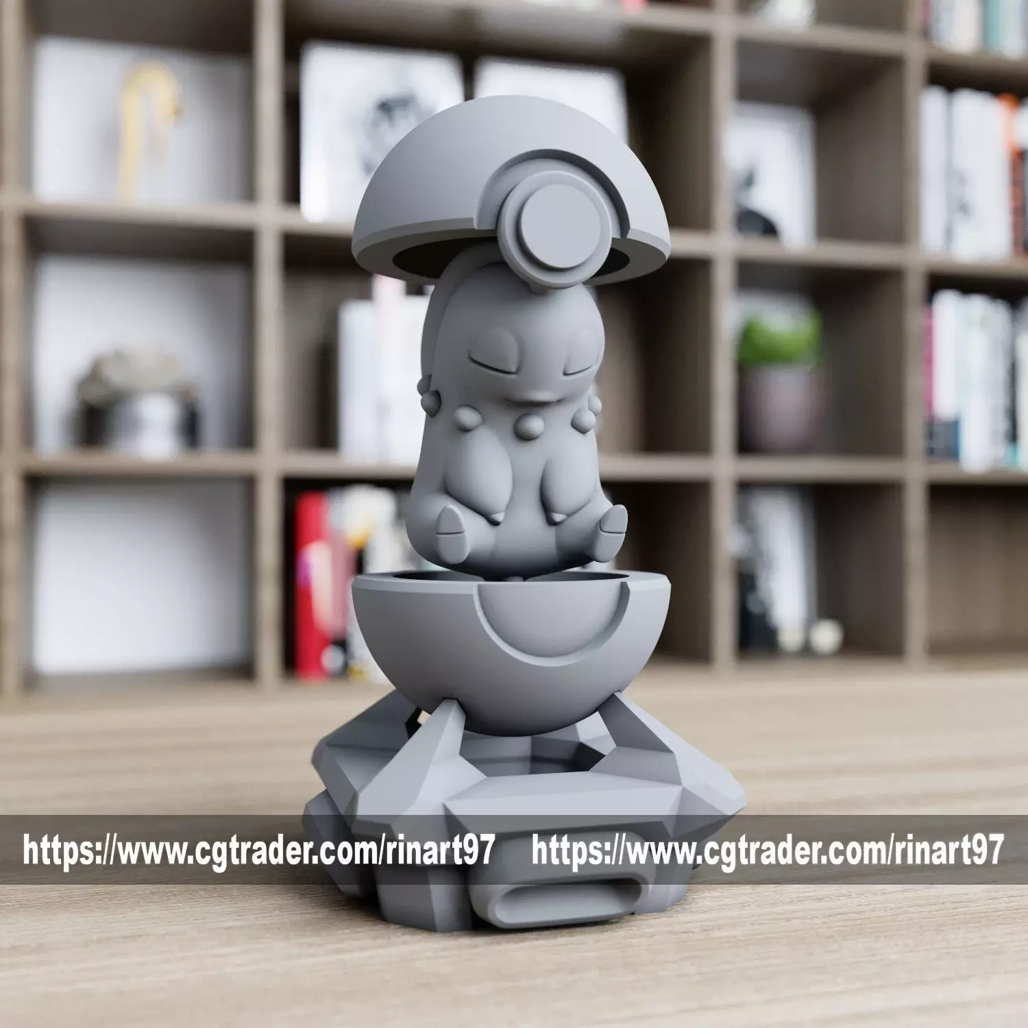 Chikorita in the pokeball from pokemon 3D print model_0