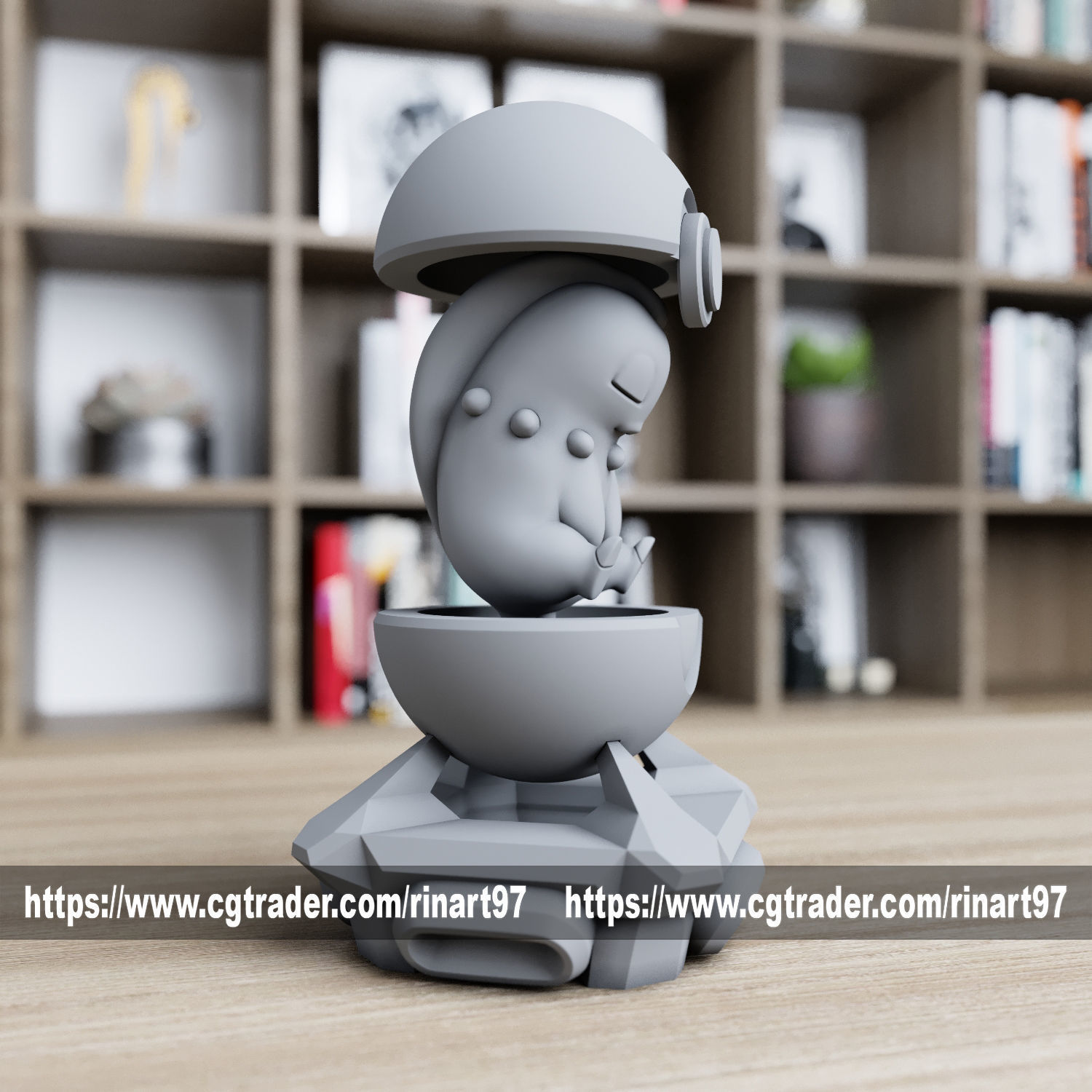 Chikorita in the pokeball from pokemon 3D print model_3