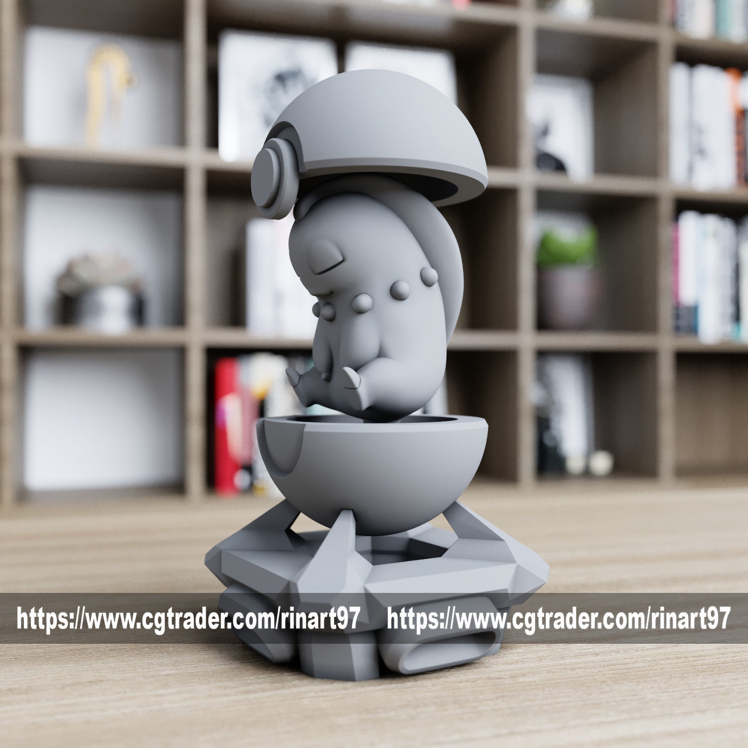 Chikorita in the pokeball from pokemon 3D print model_7
