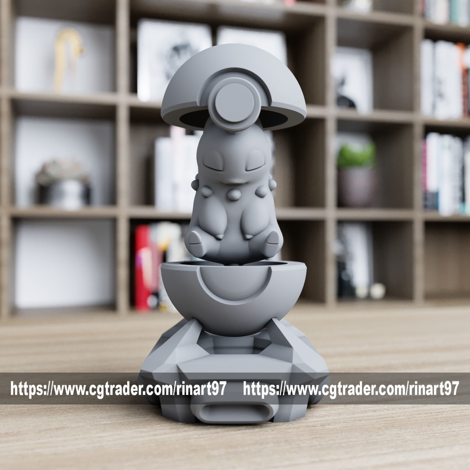 Chikorita in the pokeball from pokemon 3D print model_4