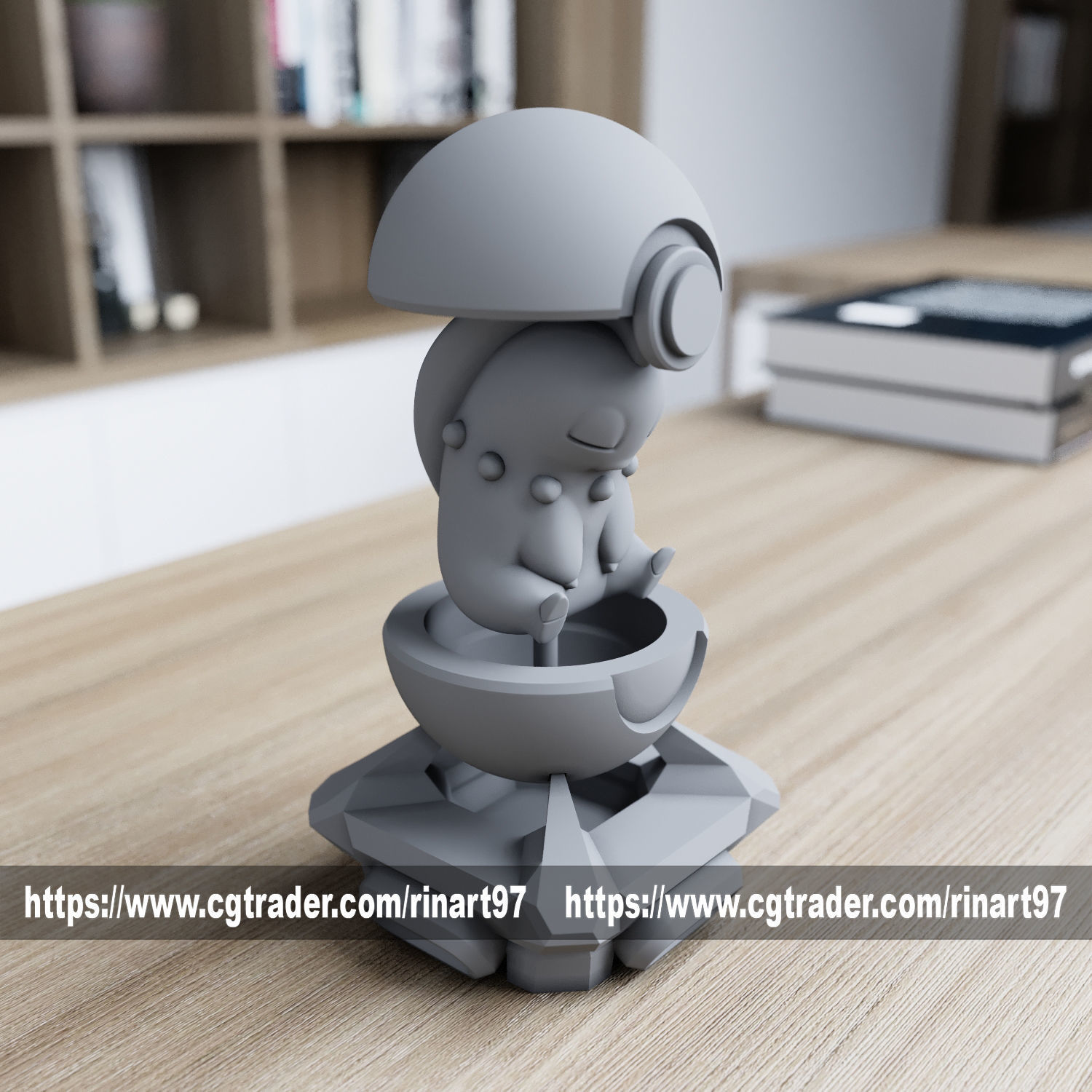 Chikorita in the pokeball from pokemon 3D print model_8