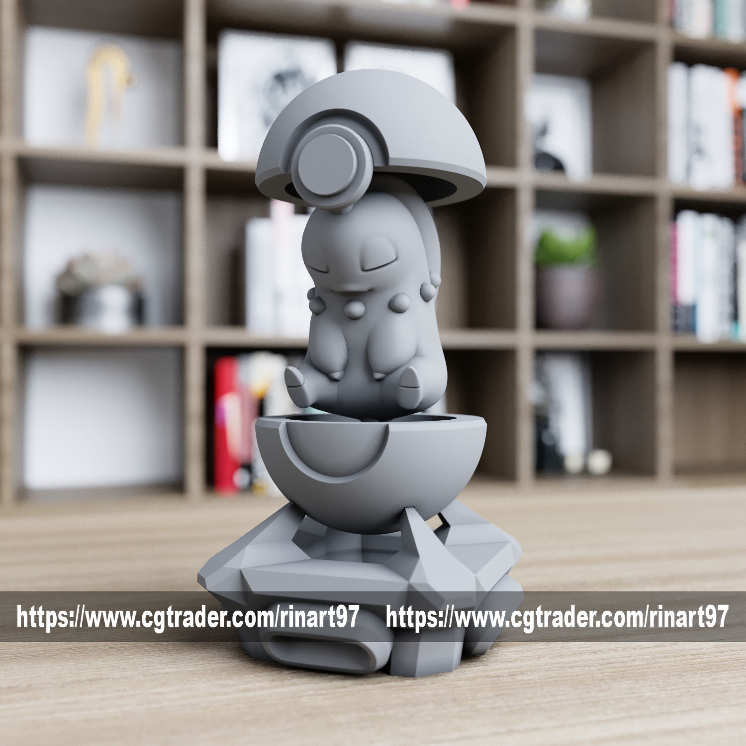 Chikorita in the pokeball from pokemon 3D print model_5