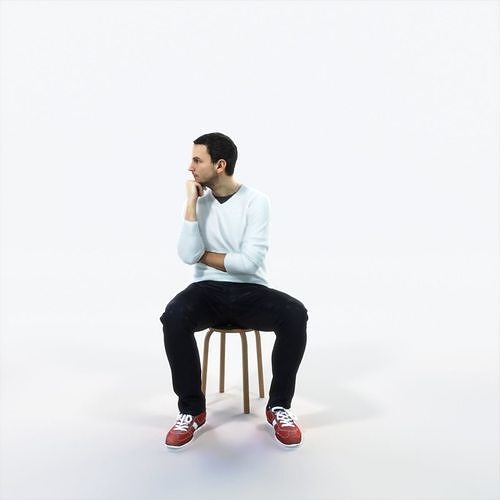 Jest 05L Listening Sitting Casual Man Low-poly 3D model