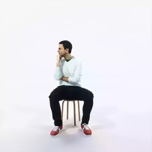 Jest 05L Listening Sitting Casual Man Low-poly 3D model