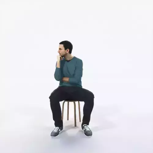 Jest 05J Listening Sitting Casual Man Low-poly 3D model