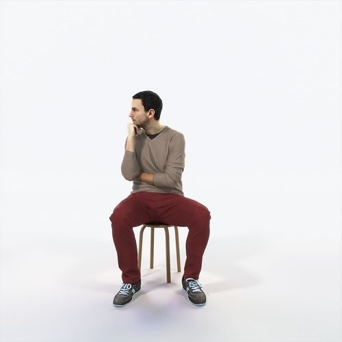 Jest 05I Listening Sitting Casual Man Low-poly 3D model