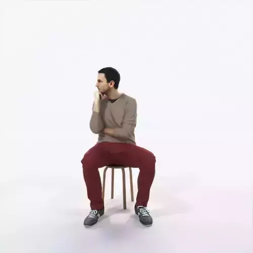 Jest 05I Listening Sitting Casual Man Low-poly 3D model