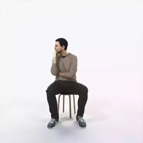 Jest 05H Listening Sitting Casual Man Low-poly 3D model