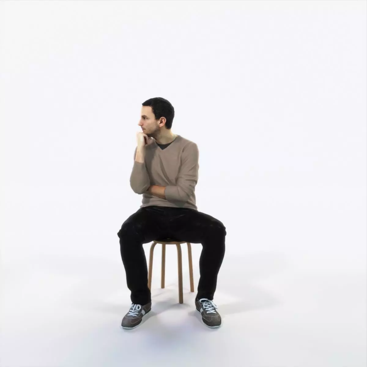 Jest 05E Listening Sitting Casual Man Low-poly 3D model_0