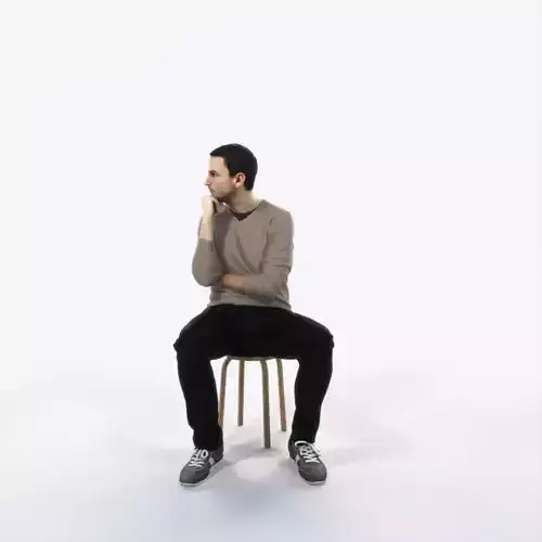 Jest 05E Listening Sitting Casual Man Low-poly 3D model