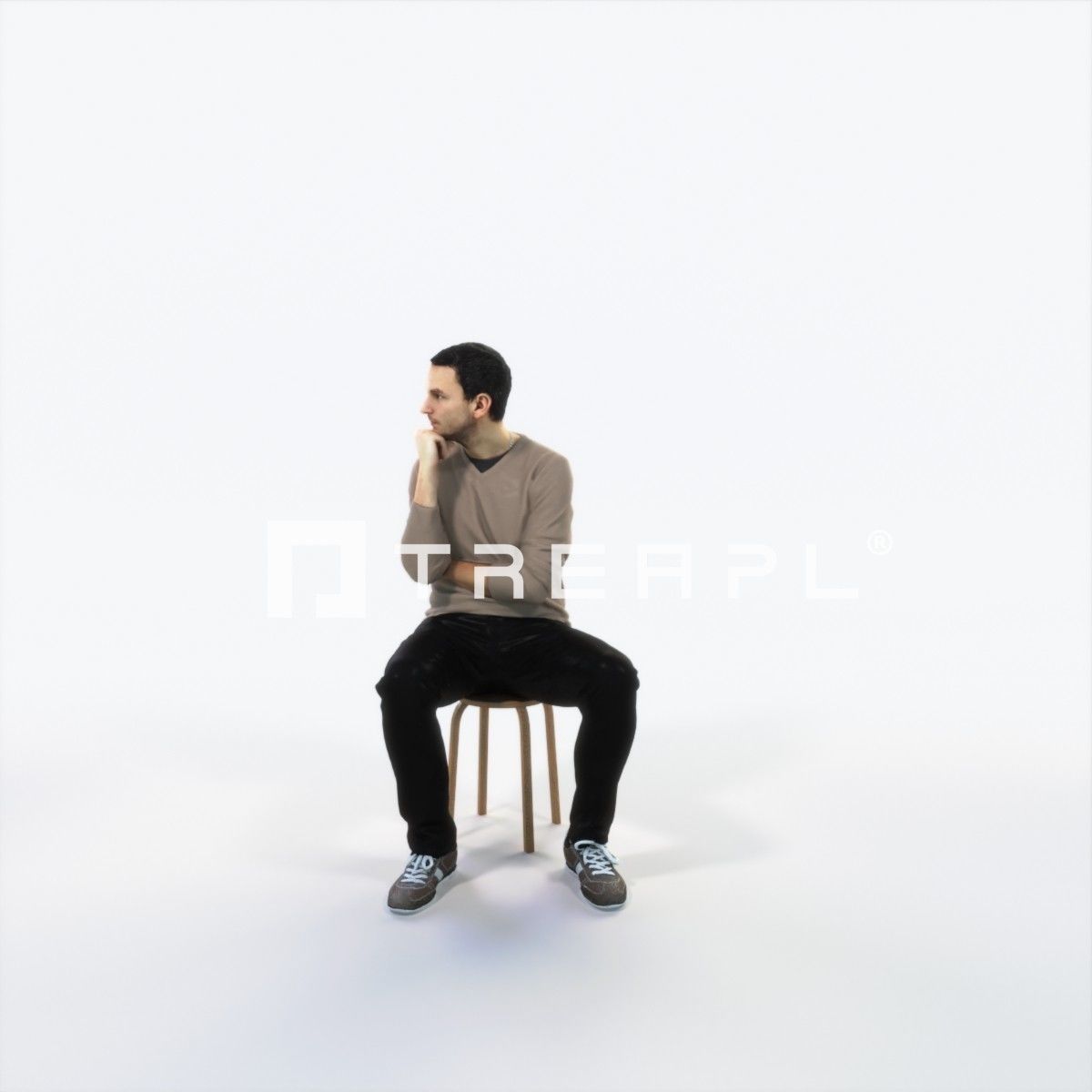 Jest 05E Listening Sitting Casual Man Low-poly 3D model_1