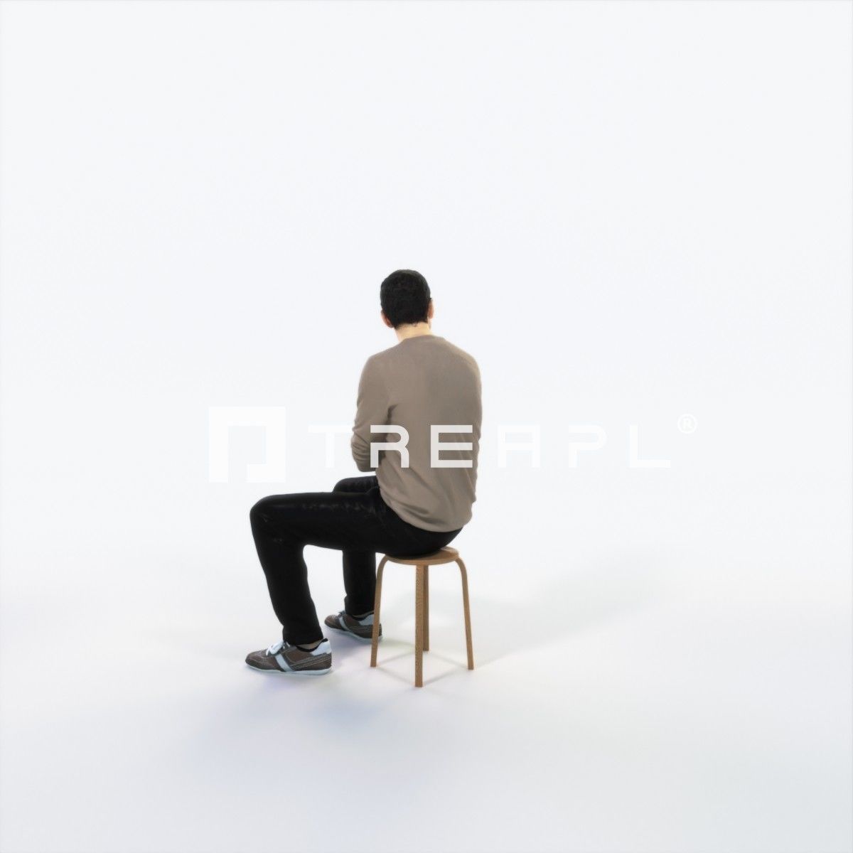 Jest 05E Listening Sitting Casual Man Low-poly 3D model_5