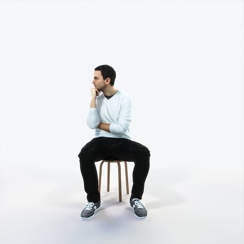 Jest 05C Listening Sitting Casual Man Low-poly 3D model