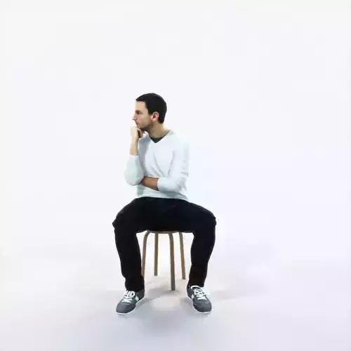Jest 05C Listening Sitting Casual Man Low-poly 3D model