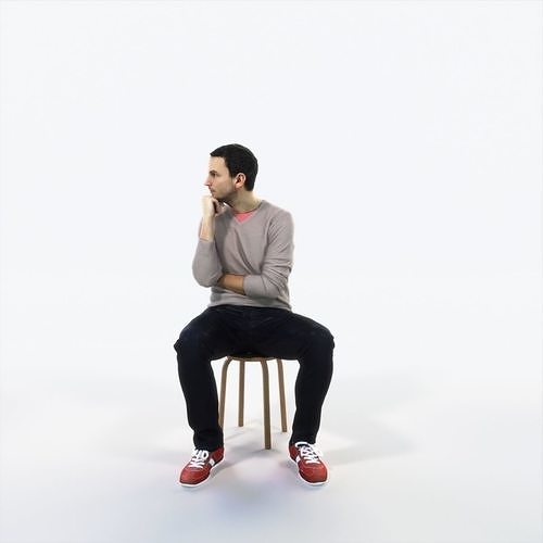 Jest 05A Listening Sitting Casual Man Low-poly 3D model