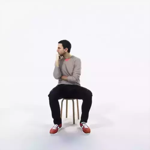 Jest 05A Listening Sitting Casual Man Low-poly 3D model