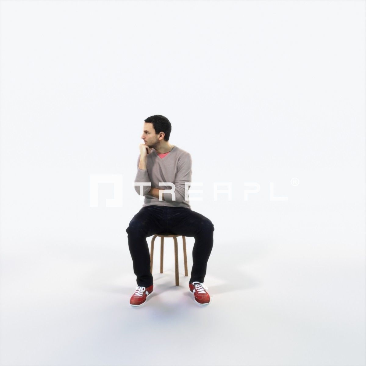 Jest 05A Listening Sitting Casual Man Low-poly 3D model_1