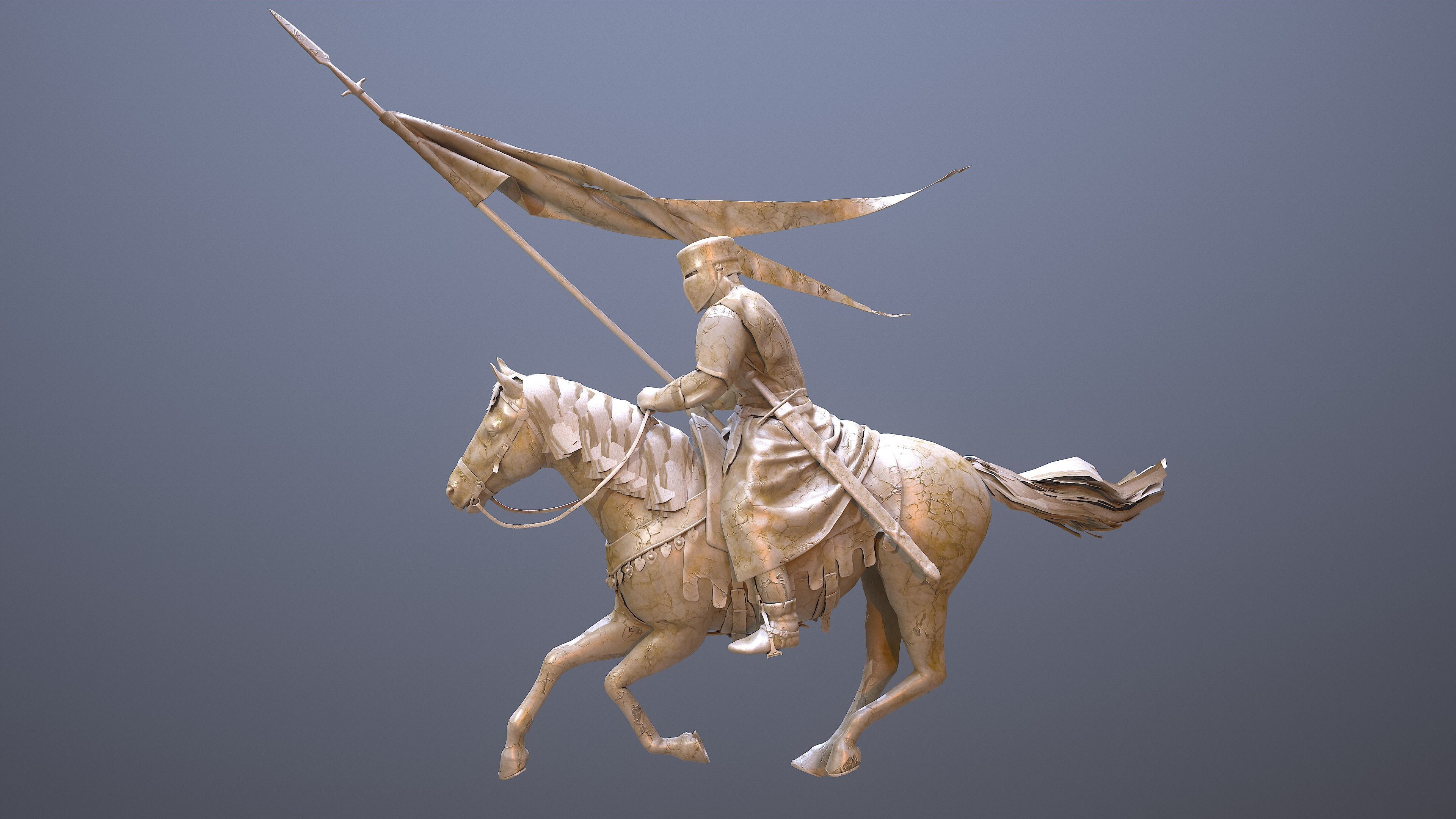 Champion of Chivalry The Marble Knight Low-poly 3D model_10