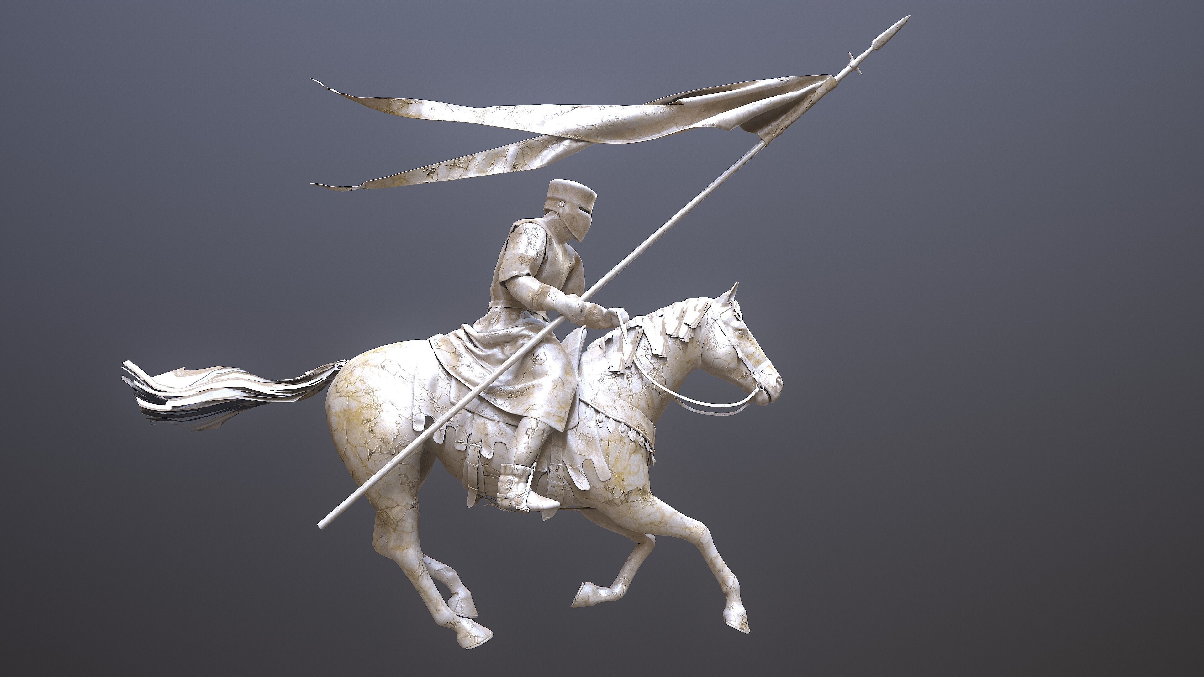 Champion of Chivalry The Marble Knight Low-poly 3D model_9