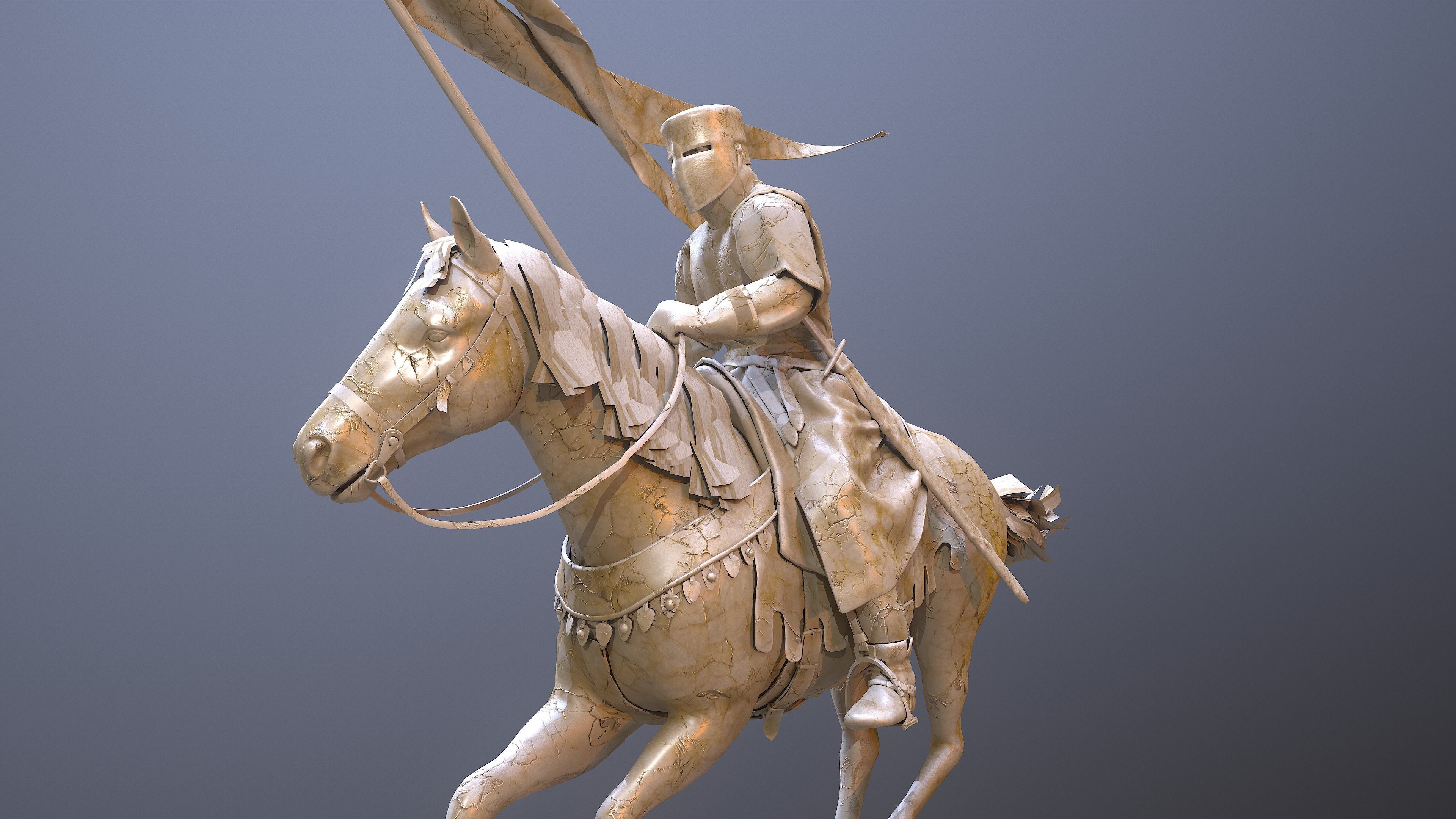 Champion of Chivalry The Marble Knight Low-poly 3D model_7