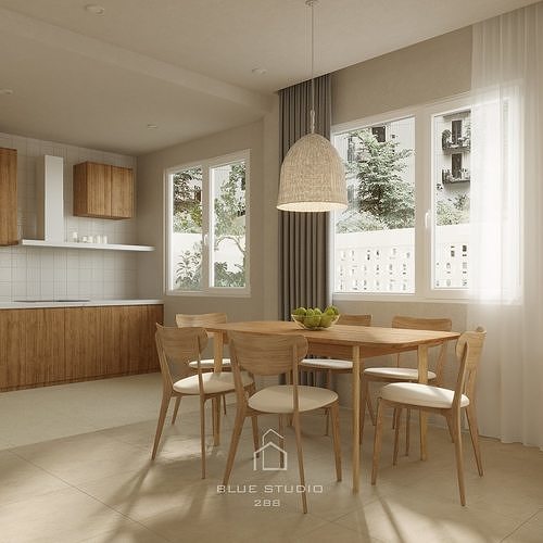 Japandi Living Room 3D model 4