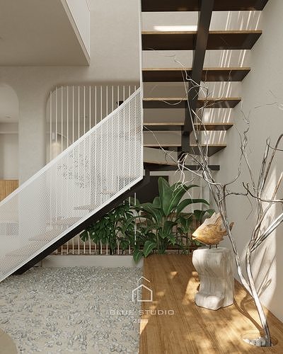 Japandi Living Room 3D model 6
