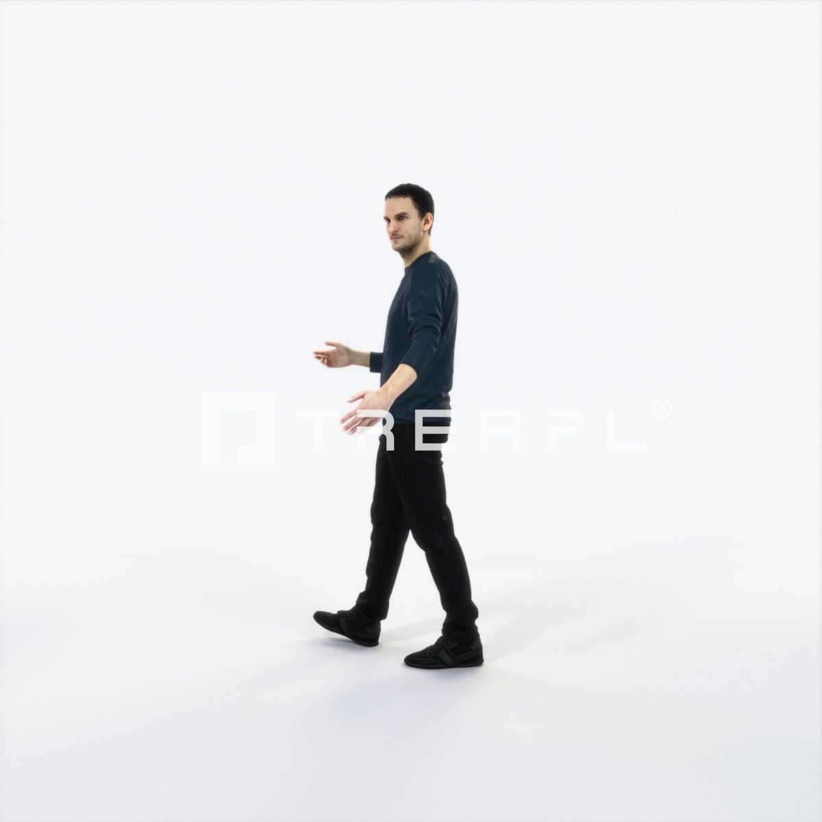 Jest 14H Explaining Couple walking Casual Man Low-poly 3D model_6