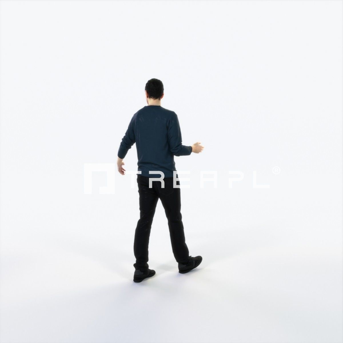 Jest 14H Explaining Couple walking Casual Man Low-poly 3D model_4