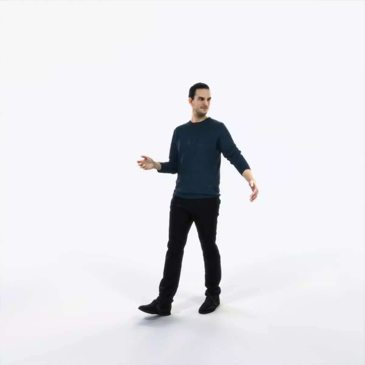 Jest 14H Explaining Couple walking Casual Man Low-poly 3D model_0