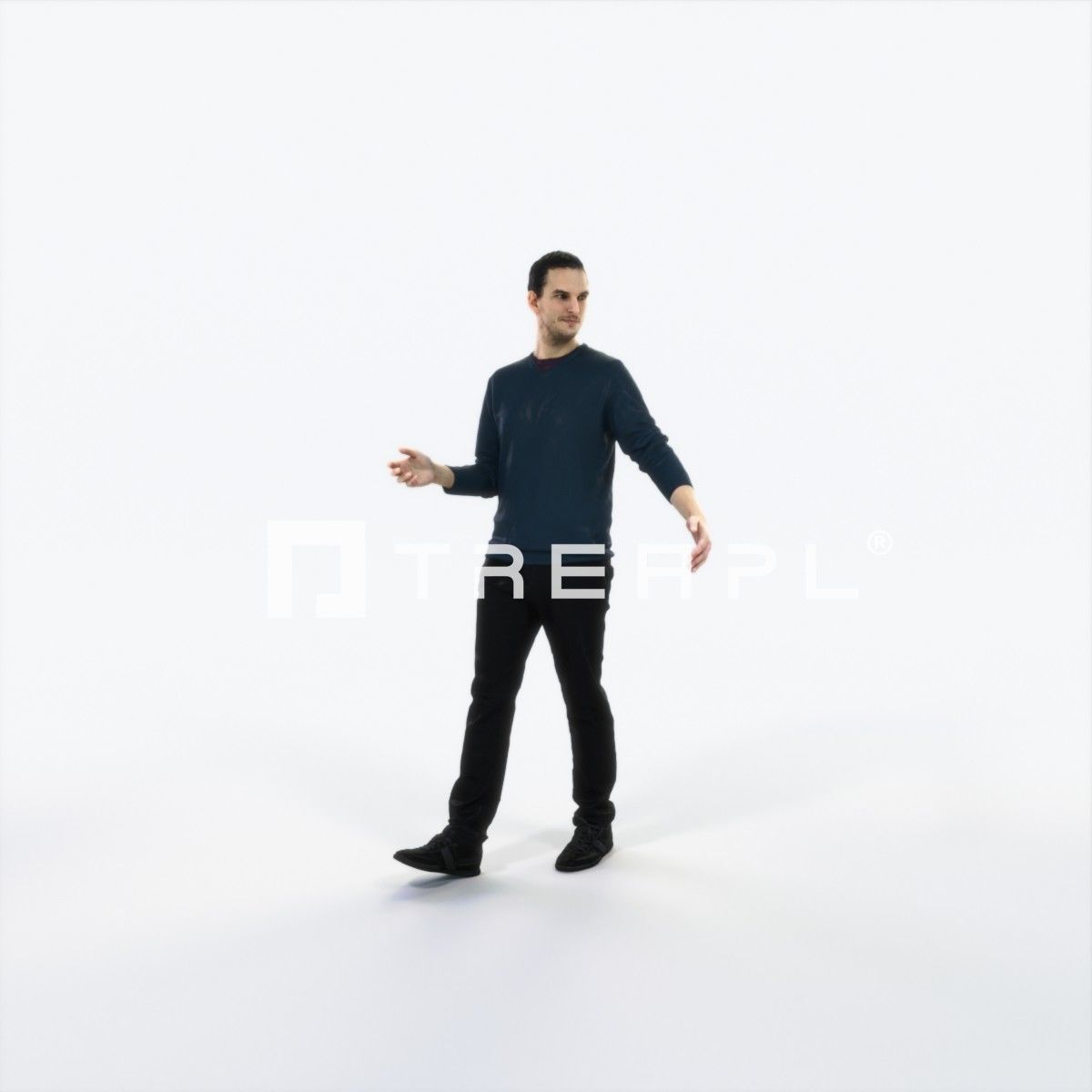 Jest 14H Explaining Couple walking Casual Man Low-poly 3D model_1