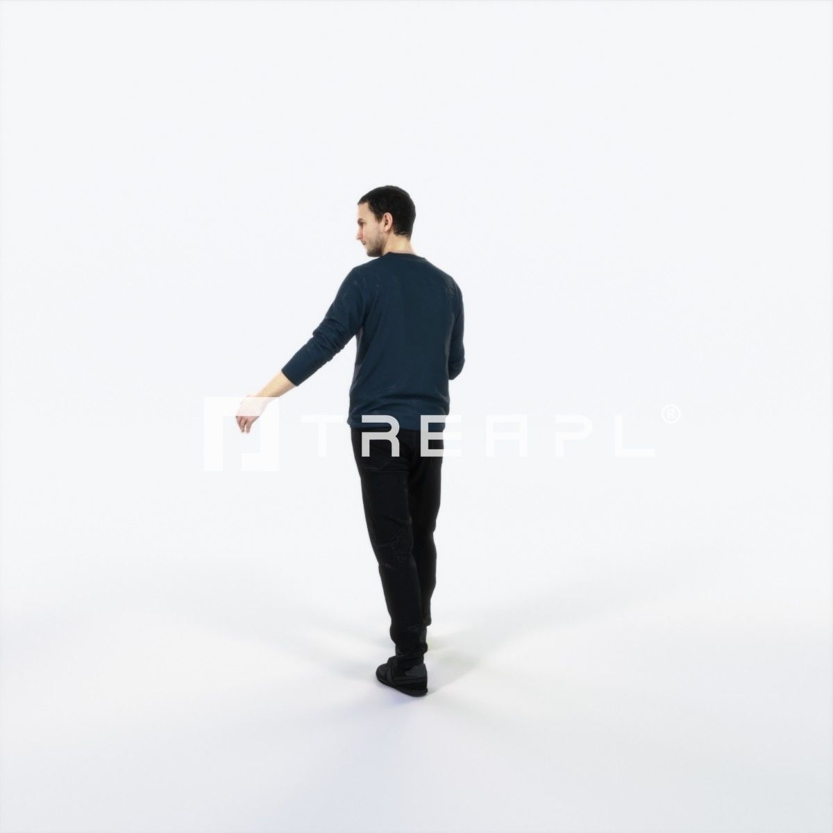 Jest 14H Explaining Couple walking Casual Man Low-poly 3D model_5