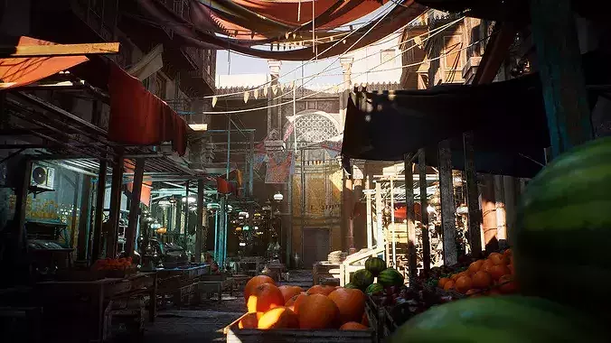 Market Street Environment Kit Low-poly 3D model 7