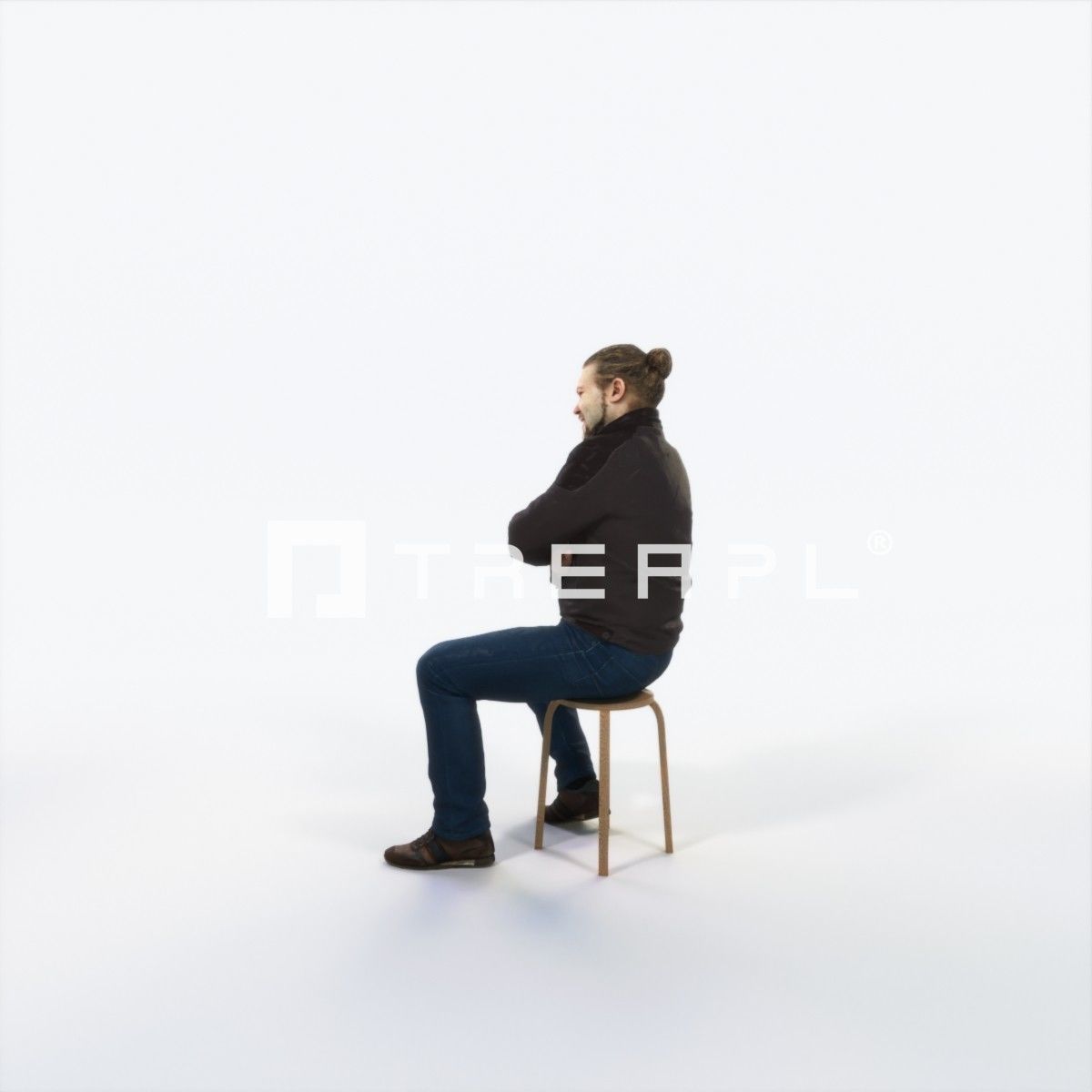 Keen 05K Listening Sitting Casual Man Low-poly 3D model_5