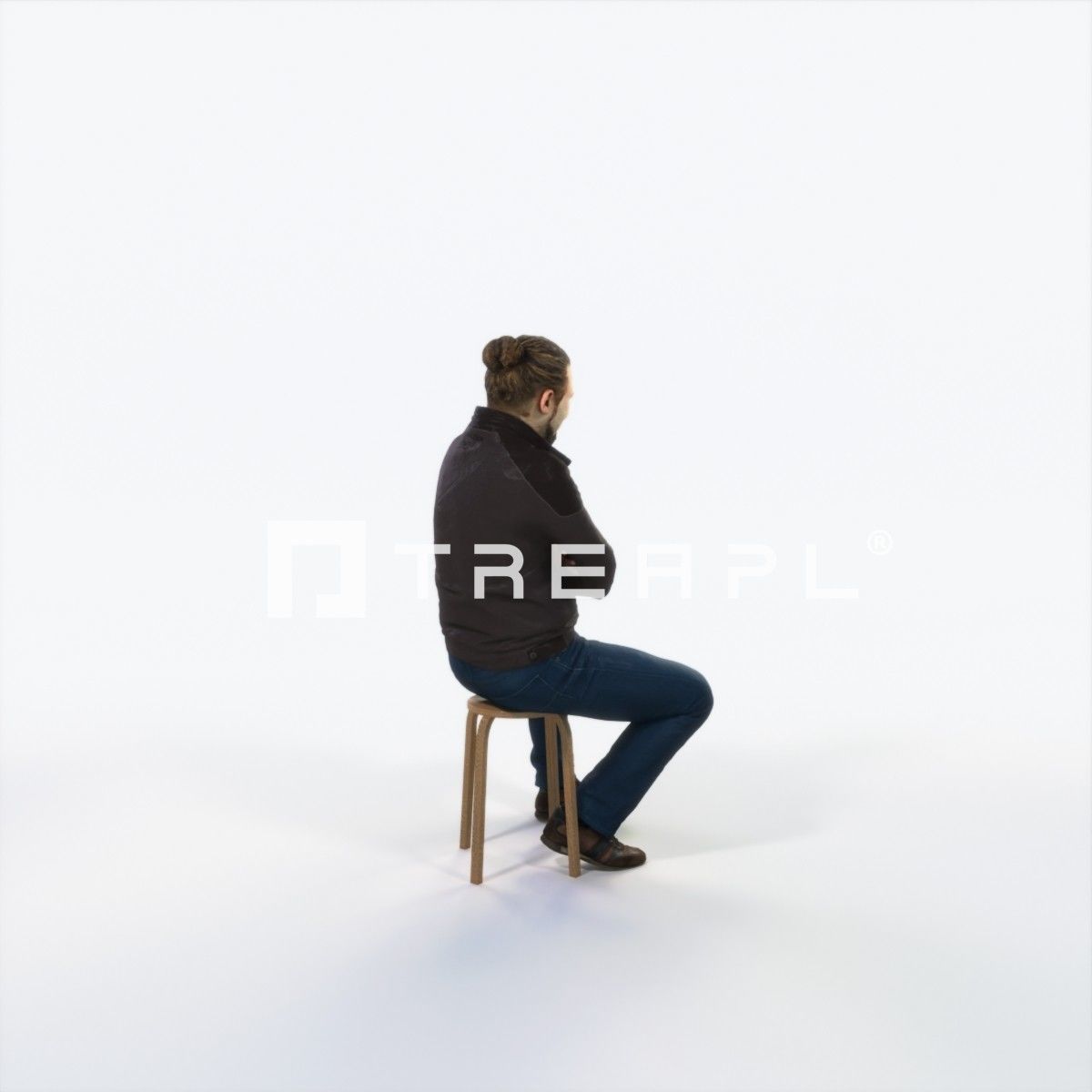 Keen 05K Listening Sitting Casual Man Low-poly 3D model_3