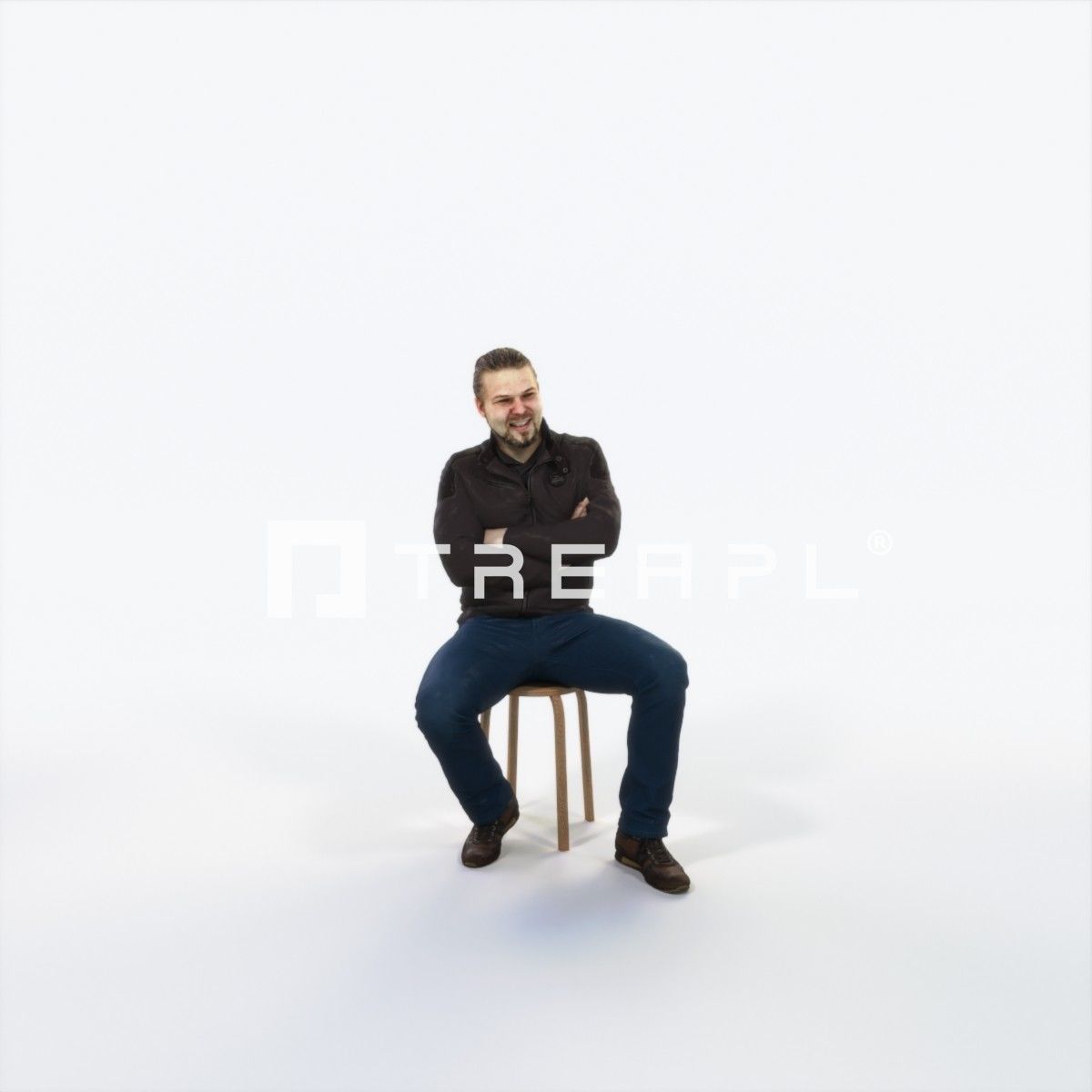 Keen 05K Listening Sitting Casual Man Low-poly 3D model_1