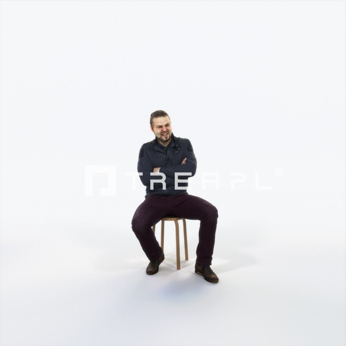 Keen 05I Listening Sitting Casual Man Low-poly 3D model_1