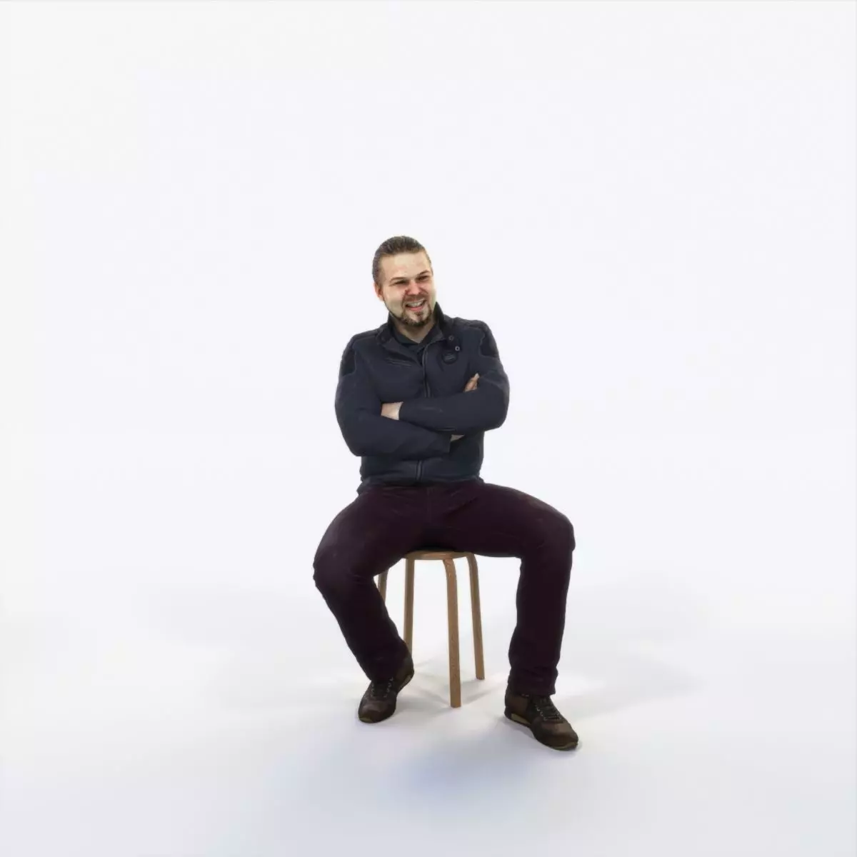 Keen 05I Listening Sitting Casual Man Low-poly 3D model_0