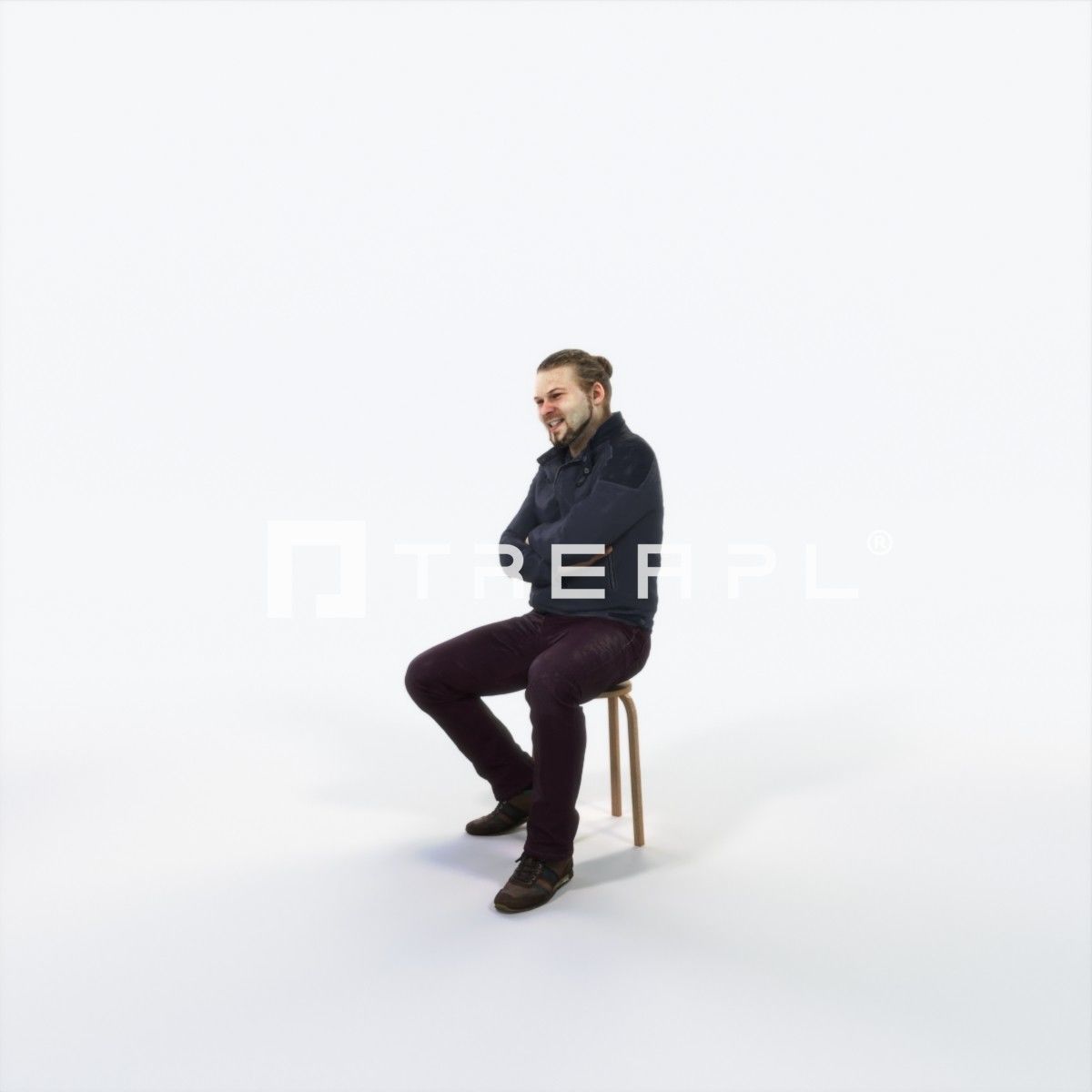 Keen 05I Listening Sitting Casual Man Low-poly 3D model_6