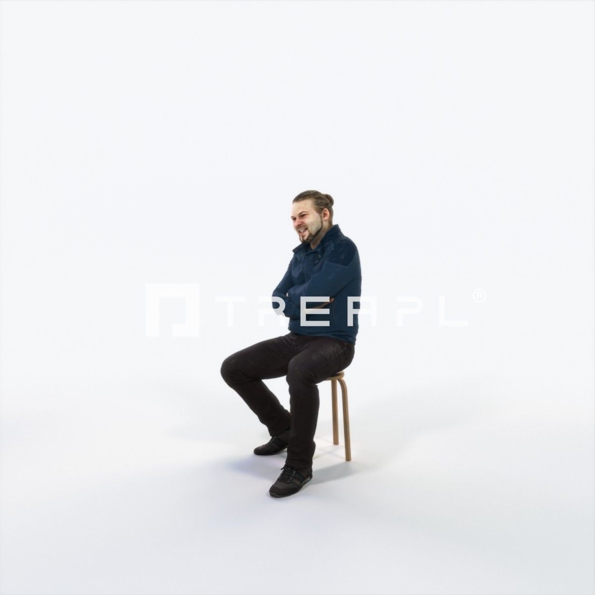 Keen 05F Listening Sitting Casual Man Low-poly 3D model_6