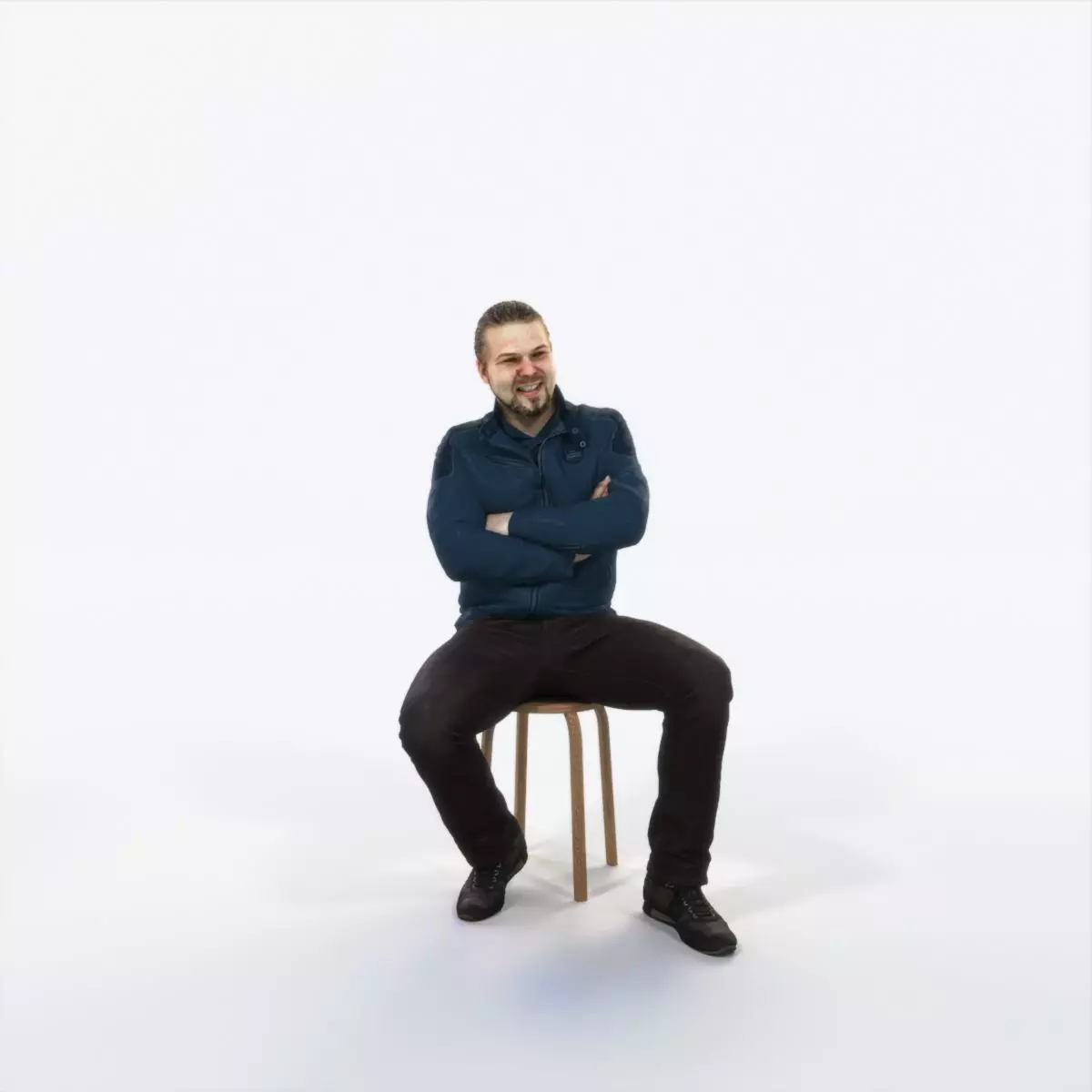 Keen 05F Listening Sitting Casual Man Low-poly 3D model_0