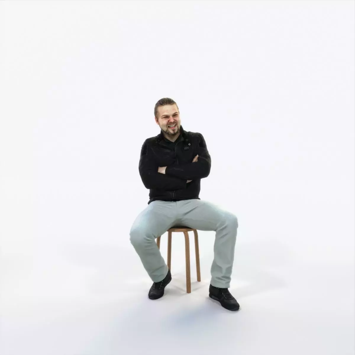 Keen 05C Listening Sitting Casual Man Low-poly 3D model_0