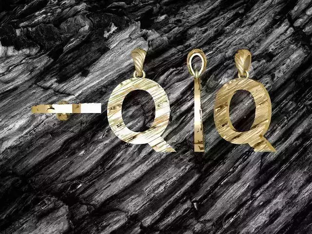 Q Letter Alphabet Wooden Texture Pendant 3D Print Model