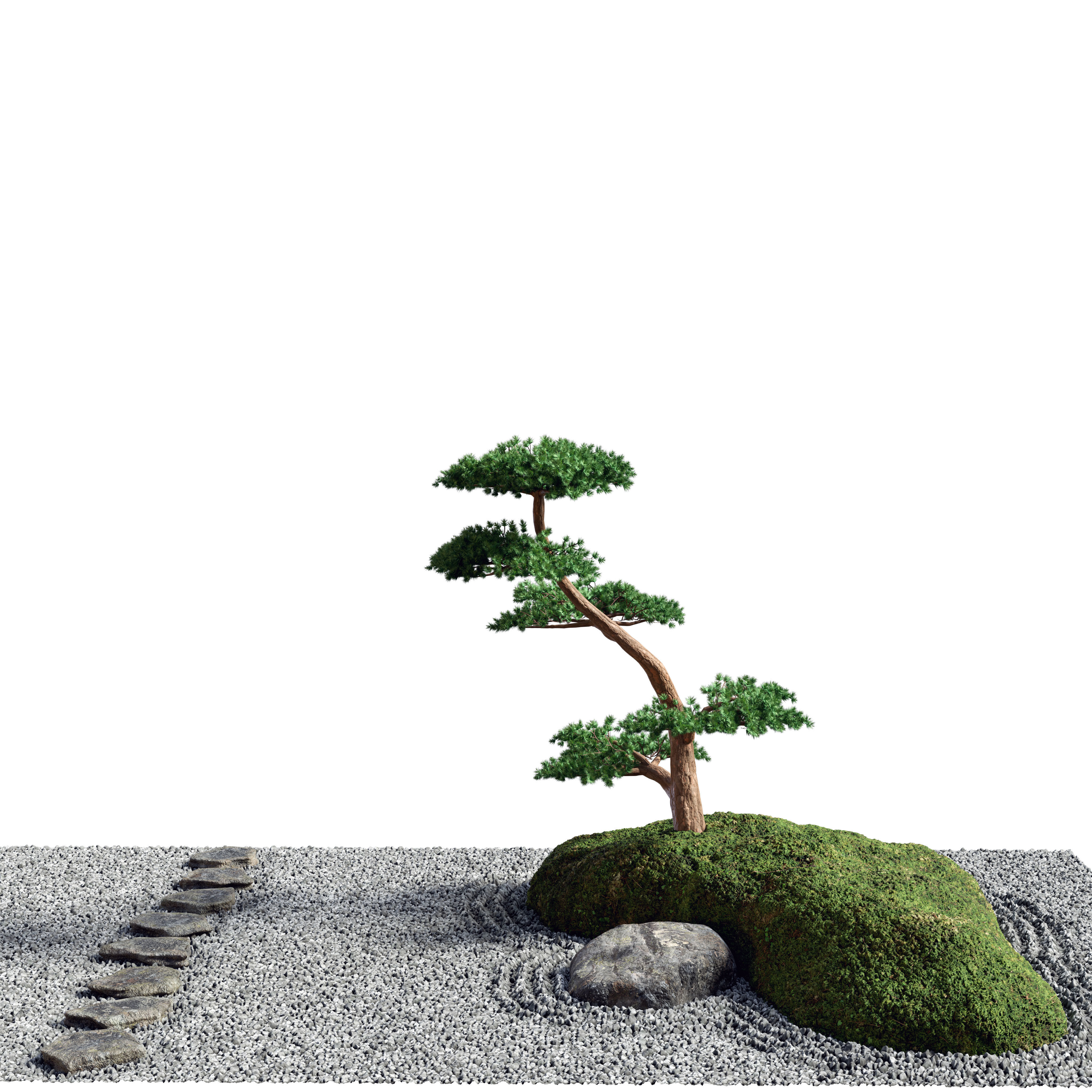 Japanese Rock -Zen- Garden 04 Low-poly 3D model_4