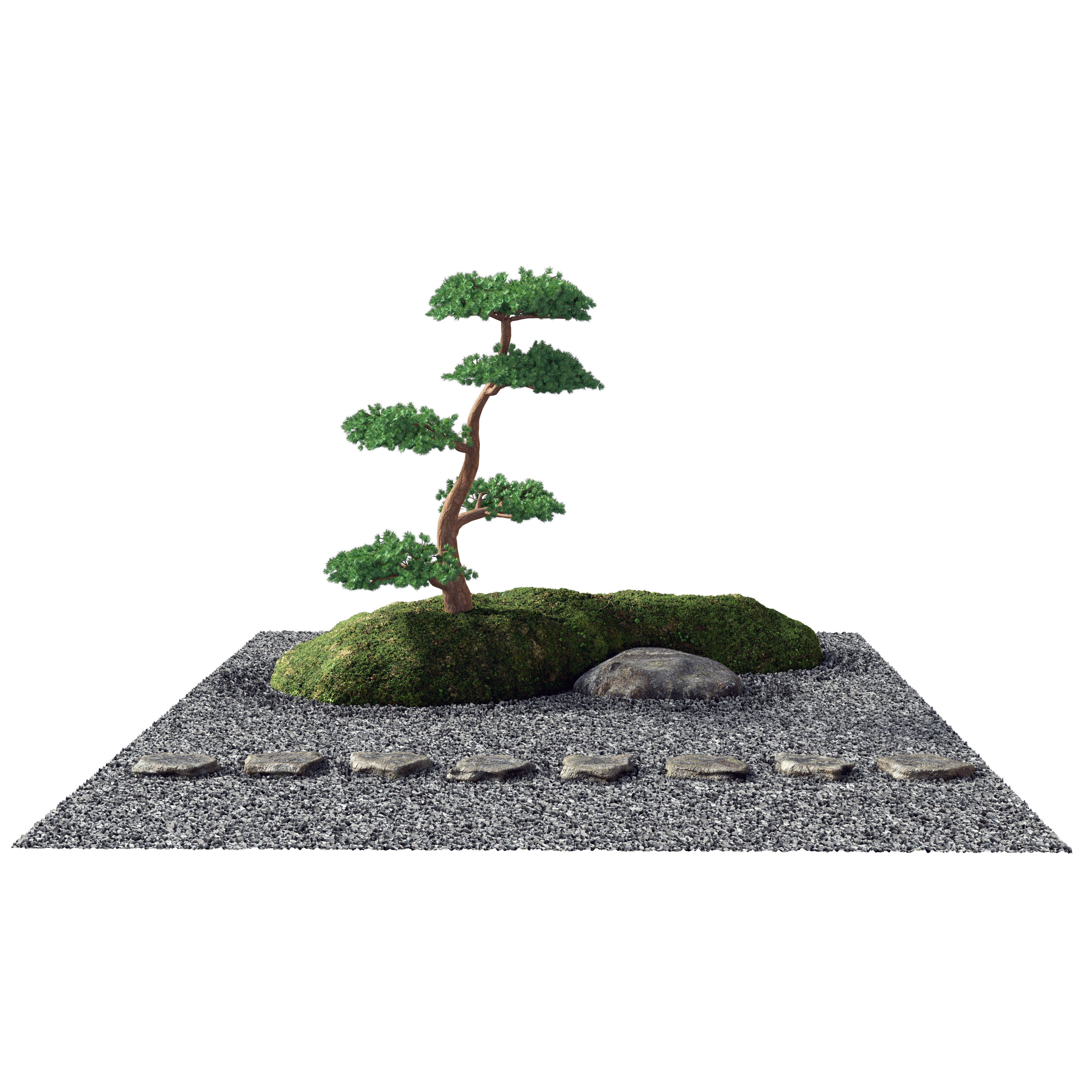 Japanese Rock -Zen- Garden 04 Low-poly 3D model_10