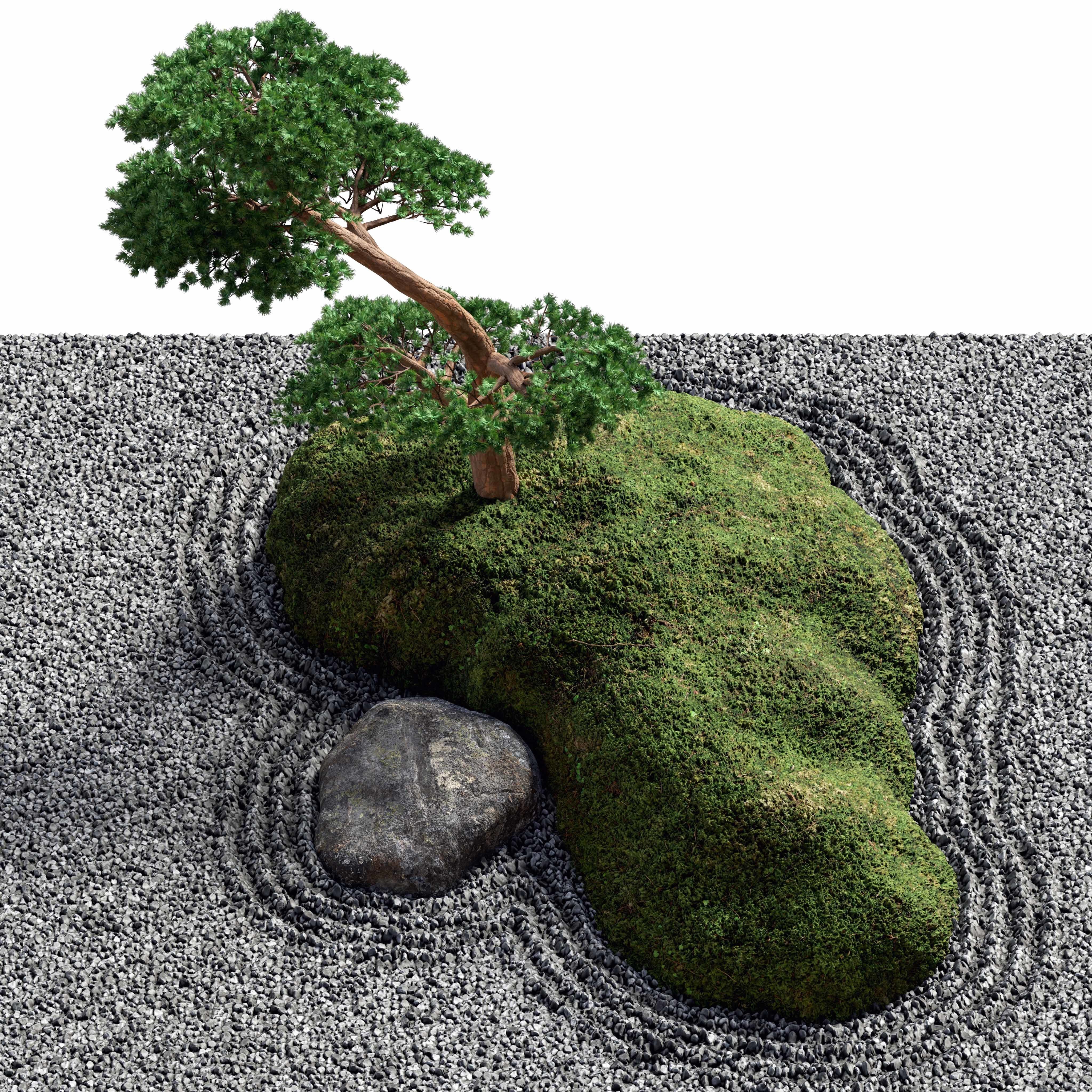 Japanese Rock -Zen- Garden 04 Low-poly 3D model_9