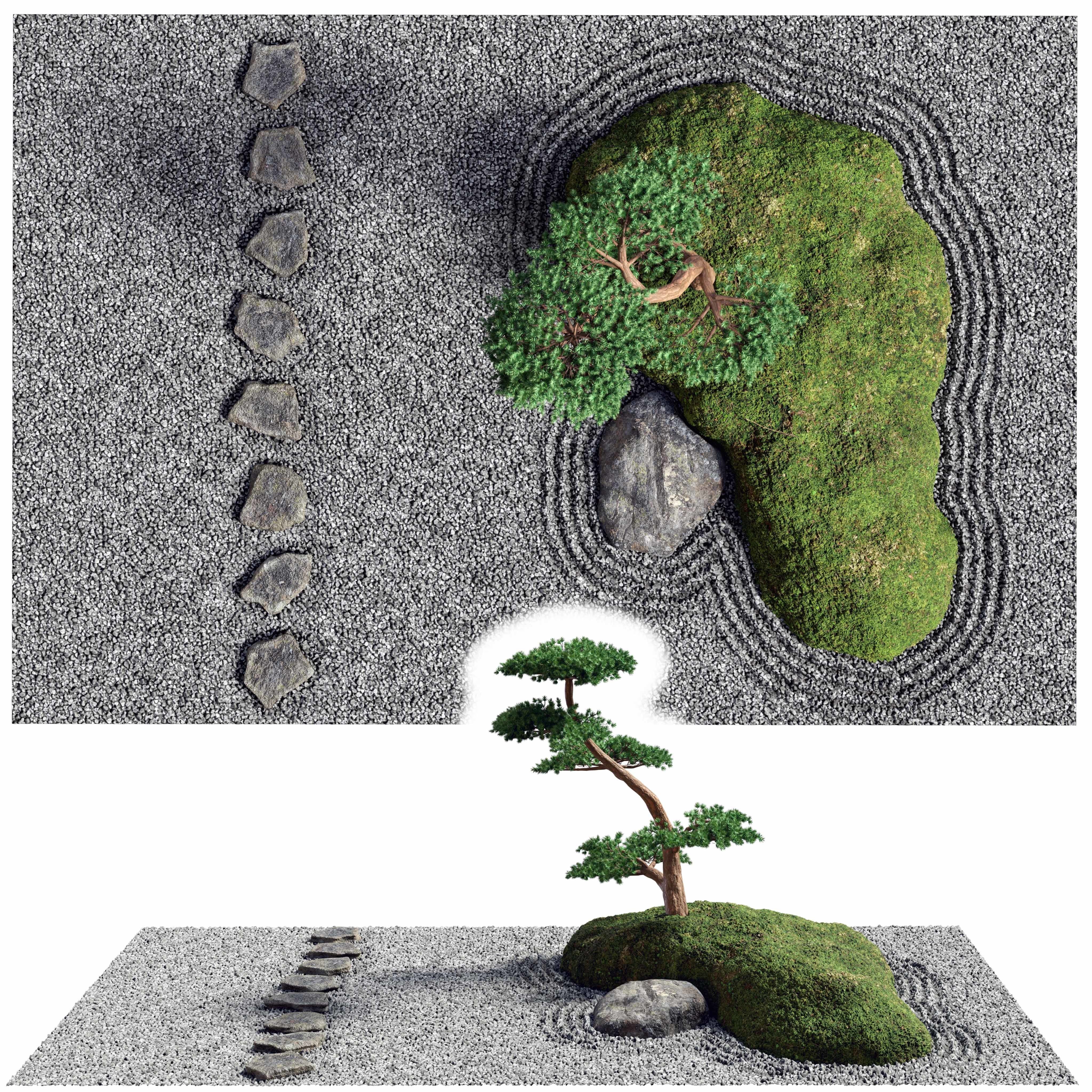Japanese Rock -Zen- Garden 04 Low-poly 3D model_3
